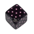 Black acrylic cube bead with pink polka dots and center hole for DIY jewelry making - Black