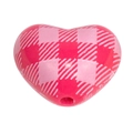 Pink heart-shaped acrylic bead with light pink plaid pattern for DIY jewelry making - Heart (White Grid) / Rose Red
