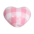 Pink and white gingham acrylic heart bead with vertical hole for DIY jewelry making - Heart (White Grid) / White