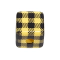 Yellow and black buffalo check acrylic cube bead with center hole for DIY jewelry - Square / Yellow