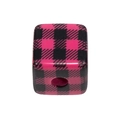 Cube acrylic bead with pink and black checkered pattern for DIY crafts and jewelry - Square / Rose Red
