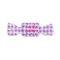 Acrylic candy charm with purple checkered pattern and lucky text for DIY keychains - Lettered Purple Gingham