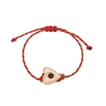 Handmade woven tarot heart bracelet with red rope and star-set crystal gem detail - Heart Woven Style / Heart Bracelet