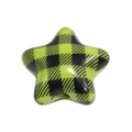 Star shaped acrylic bead with green and black buffalo plaid pattern for DIY jewelry - Pentagram / Fruit Green