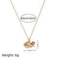 Vintage 18K gold plated puffer fish pendant necklace with purple heart zircon, 45cm chain - Pufferfish Necklace