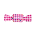 Pink checkered candy acrylic charm with lucky text for DIY keychains and accessories - Lettered Rose Red Gingham