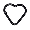 Fibbia a molla in lega a forma di cuore con finitura laccata nera per portachiavi DIY - Cuore Piccolo / Nero