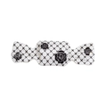 Acrylic candy-shaped charm with black grid and camellia floral pattern for DIY projects - Floral White Black Grid Camellia