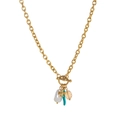 Collier à grosse chaîne vintage doré 18K avec fermoir OT et plusieurs pendentifs - Collier Piment Bleu