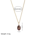 Golden oval natural gemstone pendant necklace with dimensions and chain length details - Oval / Purple