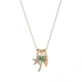 Detail der 14k Goldkette mit Seestern, Palme und Muschelanhänger und Zirkon-Steinen - Seestern Palme Muschel Anhänger Stil / Gold