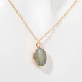 Gold-plated necklace featuring an oval grey gemstone pendant with celestial gold streaks - Shooting Star (SHOOTING STAR)
