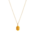 Minimalist 18k gold plated titanium necklace with hexagonal ginger enamel pendant - Hexagon / Yellow