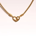Collier en acier inoxydable plaqué or 18k avec pendentif coeur gravé Mom et infini - Surface Lisse (Cœur Doré)
