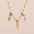 Gouden ketting met drievoudige bedel voorzien van ronde en marquise-zirkonia accenten - Driehoek Marquise - Goud