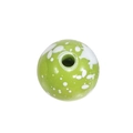 Grasgroene acryl ronde kraal met witte inktspatten en centraal gat voor DIY-projecten - 10mm Vruchtengroen