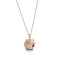 Creative honey pot pendant necklace with red zircon and golden honey drip detail - Honey Jar