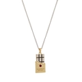 Chocolate bar pendant necklace in silver and gold plating with red zircon stone - Chocolate
