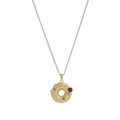 18k gold plated donut necklace featuring colorful zircon stones and cream enamel finish - Donut