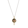 Lollipop pendant necklace with black spiral detail and red zircon in 18k gold plating - Lollipop