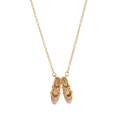 Pink ballet shoes pendant necklace with sparkling rhinestones on golden chain - Ballet Shoes Style / Pink