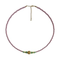 Roze en paarse kralenketting met bloem en boze oog van roestvrij staal variant - Roze en Blauwe Kralenketting