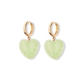 Charming huggie earrings featuring light green crystal heart pendants in gold finish - Earrings / Green