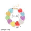 Collar de cuentas de corazón de resina colorida con cierre de mosquetón dorado - Pulsera / Multicolor