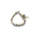 Bohemian silk scarf bracelet with khaki black print and silver toggle clasp - Grey Bracelet