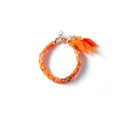 Handmade orange scarf bracelet with silver T-bar clasp and boho fringe tassel detail - Orange Stone