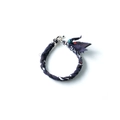 Deep blue floral fabric bracelet with silver T-bar clasp and 18k gold plating - Brown Bracelet