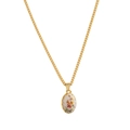 Bohemian gold chain necklace with oval cream pendant featuring warm vintage floral print - Gold Yellow Flower Necklace