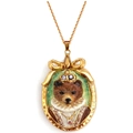Vintage gold necklace with a royal bear pendant and purple gemstone crown details - Gold Bear Necklace
