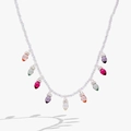 Collana di perle iridescenti con ciondoli a lampadina multicolore e accenti in cristallo - Collana a Più Lampadine Colorate