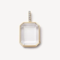 18K gold plated necklace with emerald-cut clear crystal and diamond-set pendant clasp - Rectangle Transparent Locket Necklace