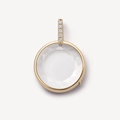 Round 18k gold plated locket pendant with faceted crystal and diamond-set bail detail - Round Transparent Locket Necklace