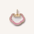 Ciondolo Yu Yi in smalto rosa con diamanti e finitura dorata per gioielli DIY - Scatola in Vetro con Lucchetto Rosa / Rosa
