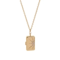 Gold rectangular locket necklace with sunburst motif and sparkling zircon stones - Rectangular Sun Locket Necklace