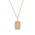 Golden rectangular celestial locket necklace with micro-pave moon and star design - Rectangular Sun Moon Locket Necklace