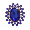 Broche de luxe vintage avec cristal bleu ovale et base en alliage doré poli - Bleu Royal KC Or