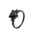 Minimalist black heart ring featuring triangular black stone and pave accents - Black