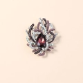 Vintage water drop brooch with burgundy crystal and multicolored rhinestones decoration - Purple Antique Silver