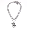 Gothic silver-tone layered necklace set featuring a vintage skull knight and horse pendant - Antique Silver