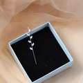 Macro detail of leaf ear climber with marquise stones in a light blue jewelry gift box - Silver Marquise Leaf Style (WEH1682 Silver)