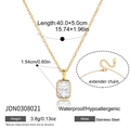 Collana in acciaio dorato con pendente a cuore in zircone, impermeabile e anallergica - Stile pendente rettangolare oro (JDN0308021)