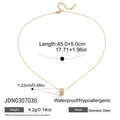 Collier cylindre en acier inoxydable doré avec cristaux fins et chaîne d'extension - Style Cylindre Pavé de Zircone (JDN0307030)