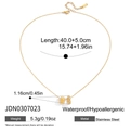 Collier en acier inoxydable plaqué or avec pendentif cylindre et détails en zircon - Style Double Anneau Zircone (JDN0307023)
