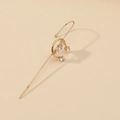 Minimalist gold ear crawler cuff with four round zircons for a modern chic look - Gold Curved Hoop Style (WEH1779)
