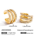 Three-layer 18K gold plated stainless steel ear cuff set with white zircon stones - Triple Layer Pave Rhinestone Ear Cuff Style (JDE0309005) / Gold