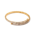 Eleganter 18 Karat vergoldeter Edelstahl Armreif mit zweireihigen Kristallen - Goldener zweireihiger Steinstil (GDB20251275)